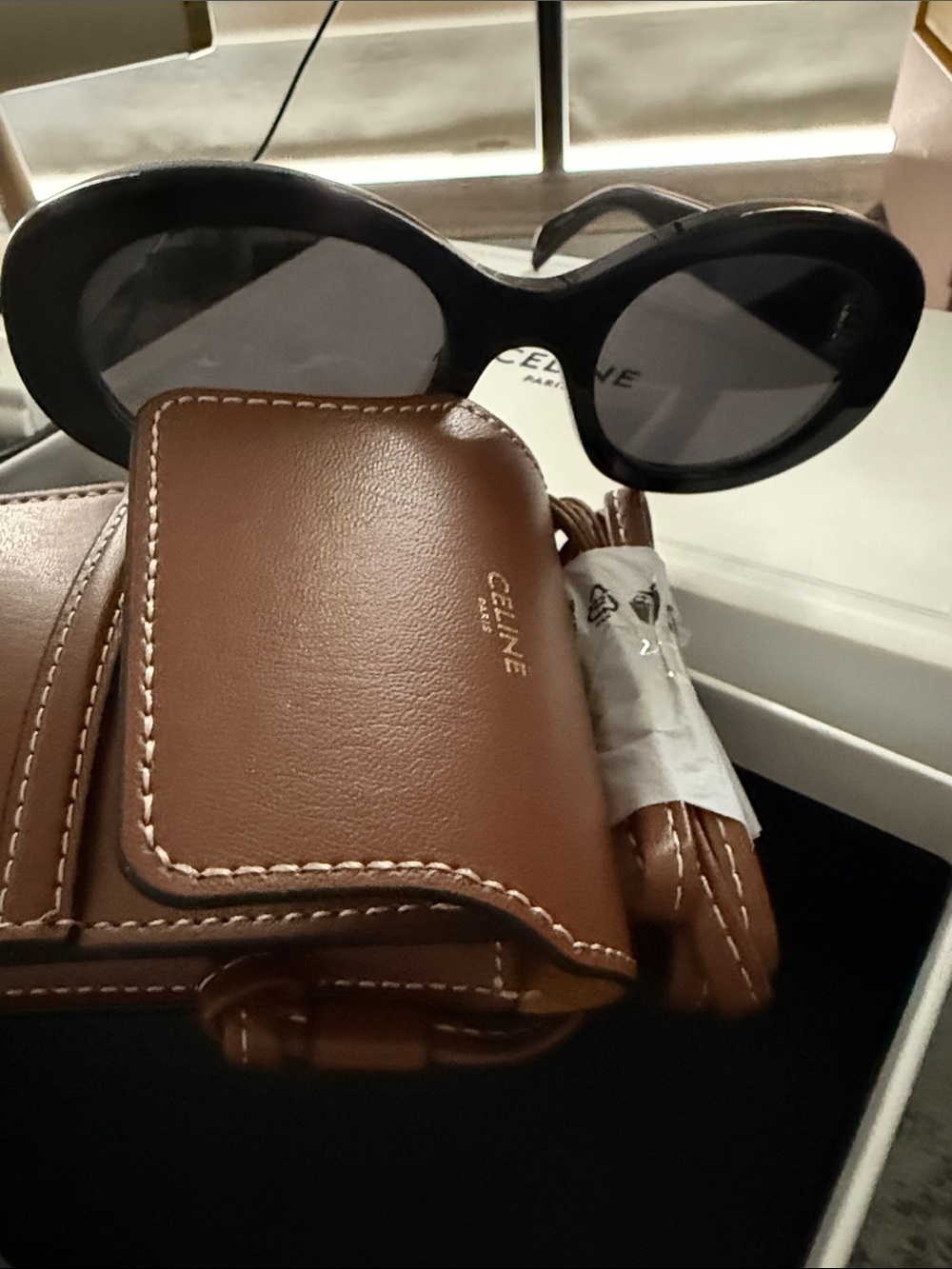 Celine Black Oval Sunglasses with Dark Lenses - Picture 5 of 8